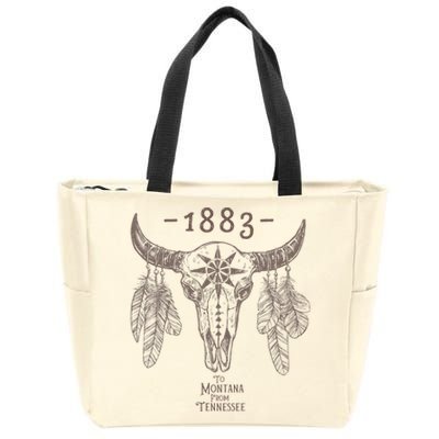 1883 Boho Cow Skull Cute Country Western Yellowstone Graphic Zip Tote Bag