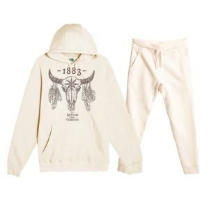 1883 Boho Cow Skull Cute Country Western Yellowstone Graphic Premium Hooded Sweatsuit Set