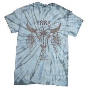 1883 Boho Cow Skull Cute Country Western Yellowstone Graphic Tie-Dye T-Shirt