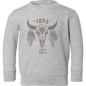 1883 Boho Cow Skull Cute Country Western Yellowstone Graphic Toddler Sweatshirt