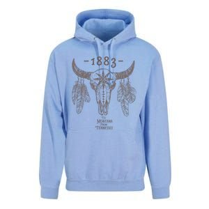 1883 Boho Cow Skull Cute Country Western Yellowstone Graphic Unisex Surf Hoodie