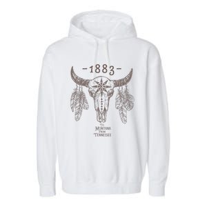 1883 Boho Cow Skull Cute Country Western Yellowstone Graphic Garment-Dyed Fleece Hoodie