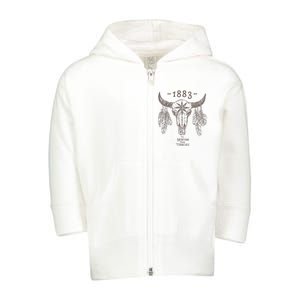 1883 Boho Cow Skull Cute Country Western Yellowstone Graphic Toddler Zip Fleece Hoodie