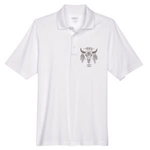 1883 Boho Cow Skull Cute Country Western Yellowstone Graphic Men's Origin Performance Pique Polo