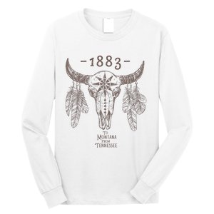 1883 Boho Cow Skull Cute Country Western Yellowstone Graphic Long Sleeve Shirt