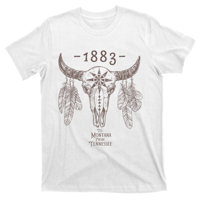 1883 Boho Cow Skull Cute Country Western Yellowstone Graphic T-Shirt