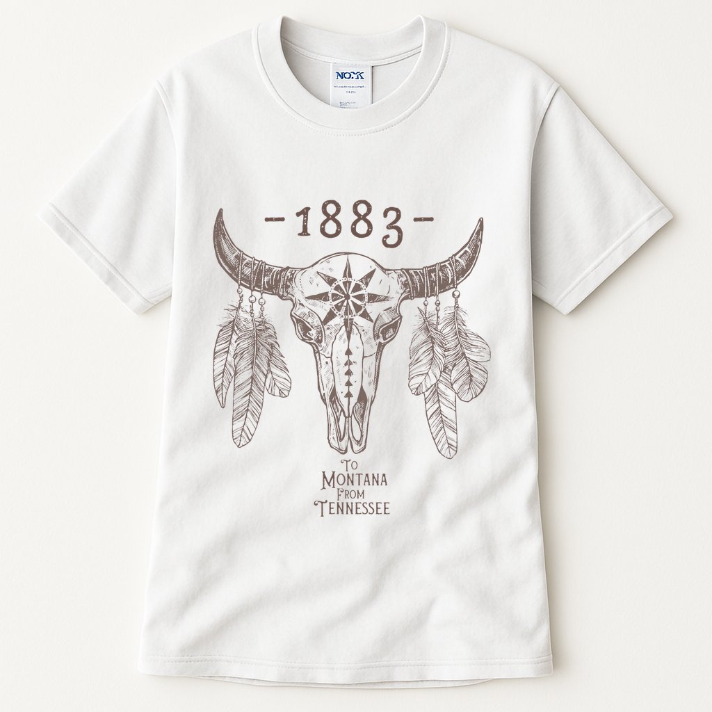 1883 Boho Cow Skull Cute Country Western Yellowstone Graphic Tall T-Shirt