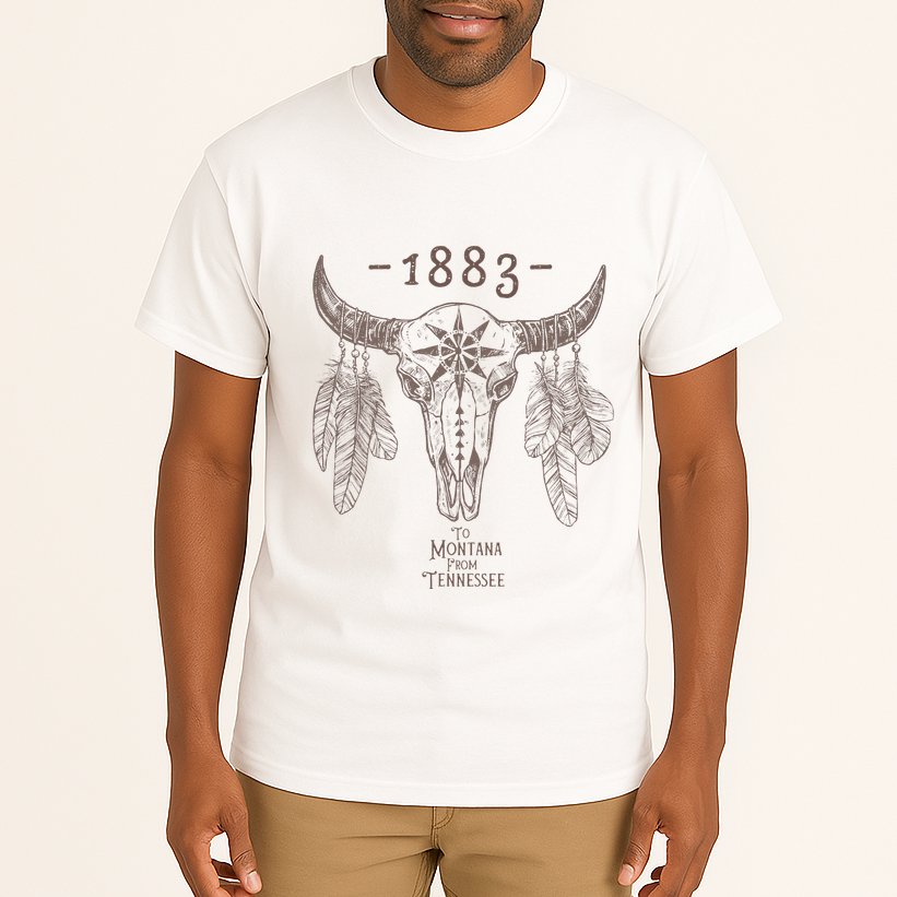 1883 Boho Cow Skull Cute Country Western Yellowstone Graphic Tall T-Shirt