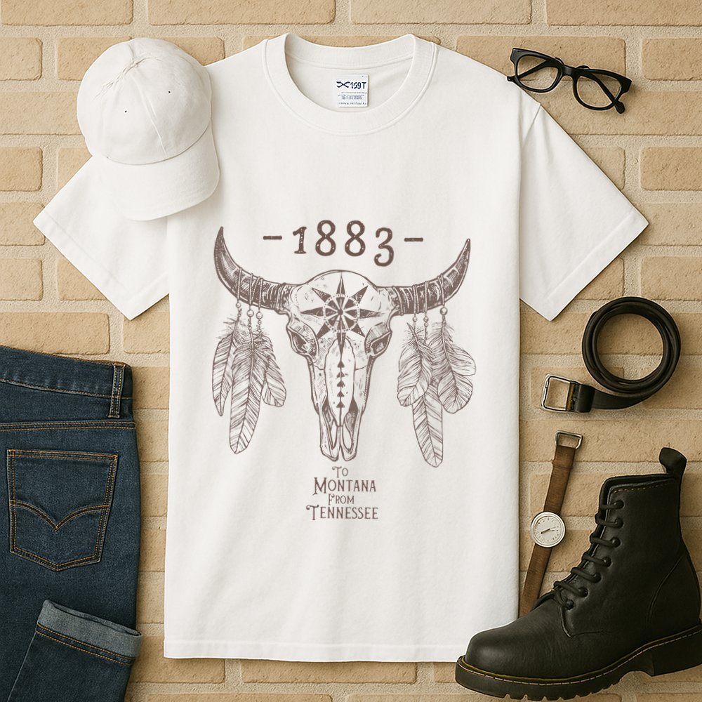 1883 Boho Cow Skull Cute Country Western Yellowstone Graphic Tall T-Shirt