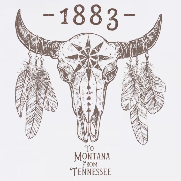 1883 Boho Cow Skull Cute Country Western Yellowstone Graphic Bucket Hat