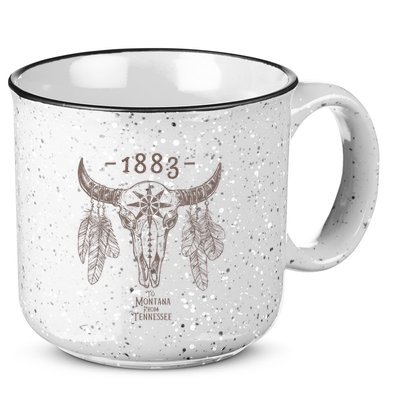 1883 Boho Cow Skull Cute Country Western Yellowstone Graphic 15oz Campfire Ceramic Mug