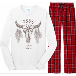 1883 Boho Cow Skull Cute Country Western Yellowstone Graphic Long Sleeve Pajama Set