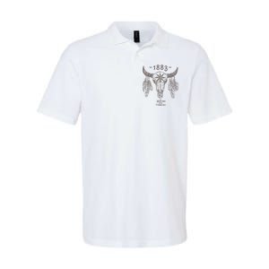 1883 Boho Cow Skull Cute Country Western Yellowstone Graphic Softstyle Adult Sport Polo