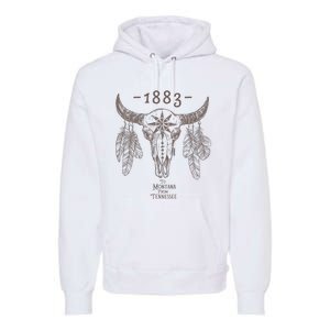 1883 Boho Cow Skull Cute Country Western Yellowstone Graphic Premium Hoodie