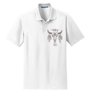 1883 Boho Cow Skull Cute Country Western Yellowstone Graphic Dry Zone Grid Polo