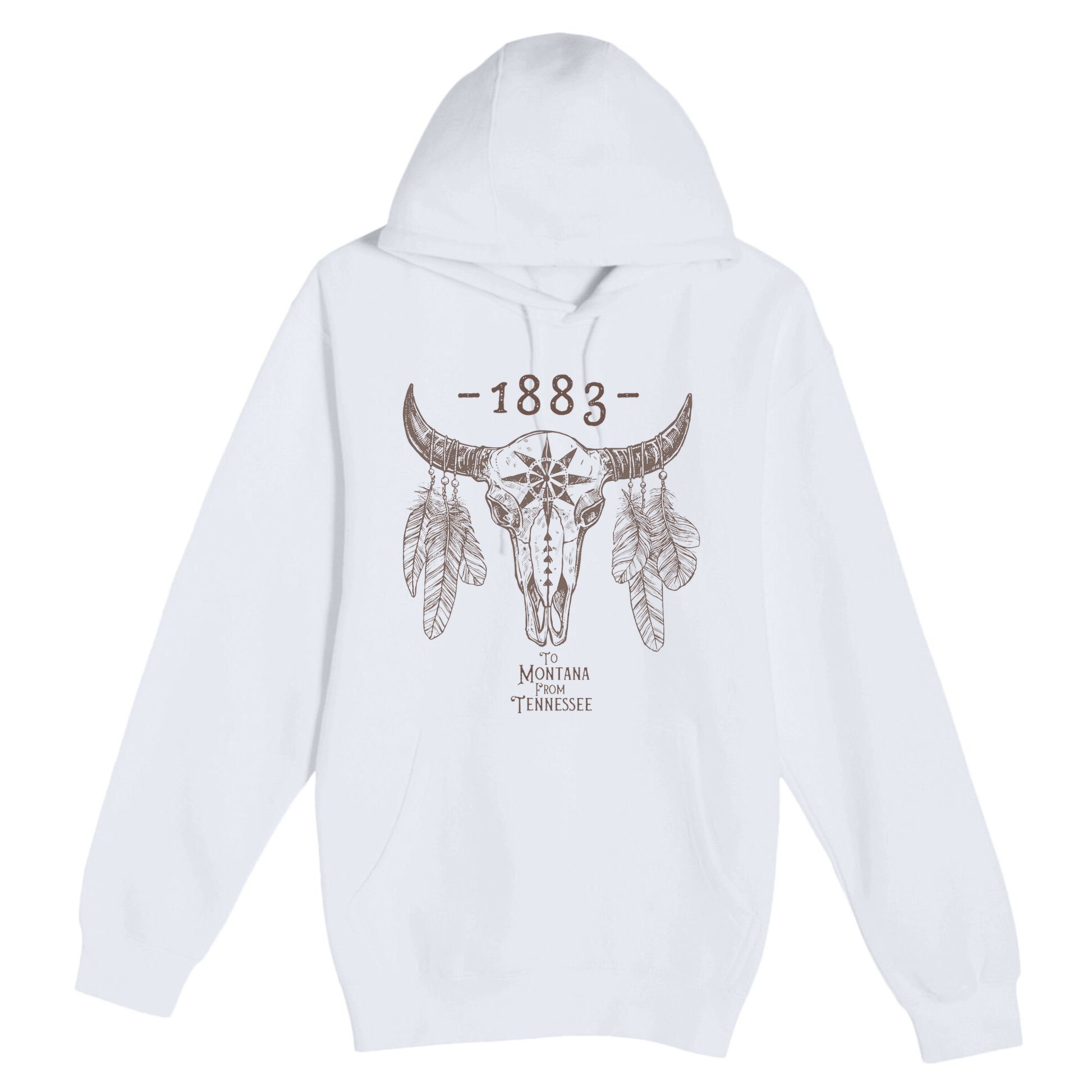 1883 Boho Cow Skull Cute Country Western Yellowstone Graphic Premium Pullover Hoodie
