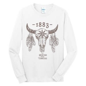 1883 Boho Cow Skull Cute Country Western Yellowstone Graphic Tall Long Sleeve T-Shirt