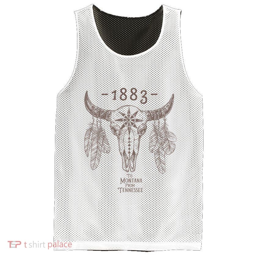 1883 Boho Cow Skull Cute Country Western Yellowstone Graphic Mesh Reversible Basketball Jersey Tank