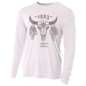 1883 Boho Cow Skull Cute Country Western Yellowstone Graphic Cooling Performance Long Sleeve Crew