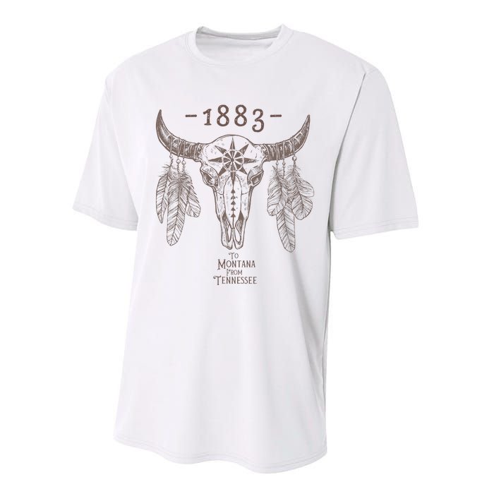 1883 Boho Cow Skull Cute Country Western Yellowstone Graphic Performance Sprint T-Shirt