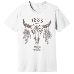 1883 Boho Cow Skull Cute Country Western Yellowstone Graphic Premium T-Shirt