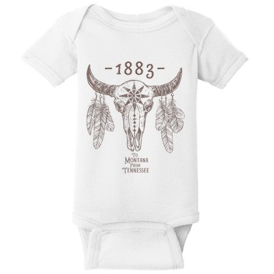 1883 Boho Cow Skull Cute Country Western Yellowstone Graphic Baby Bodysuit