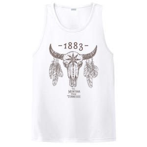 1883 Boho Cow Skull Cute Country Western Yellowstone Graphic PosiCharge Competitor Tank