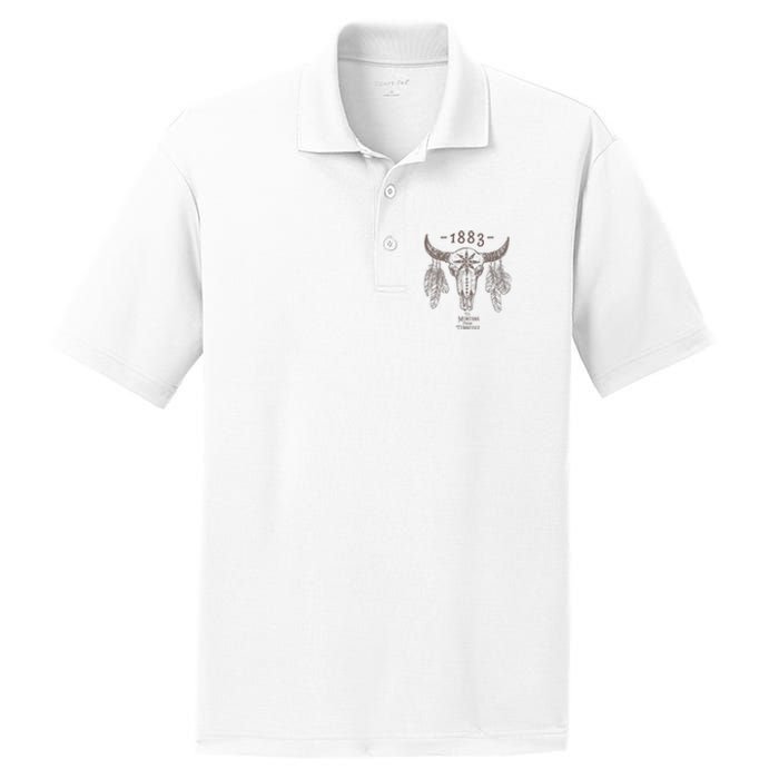 1883 Boho Cow Skull Cute Country Western Yellowstone Graphic PosiCharge RacerMesh Polo