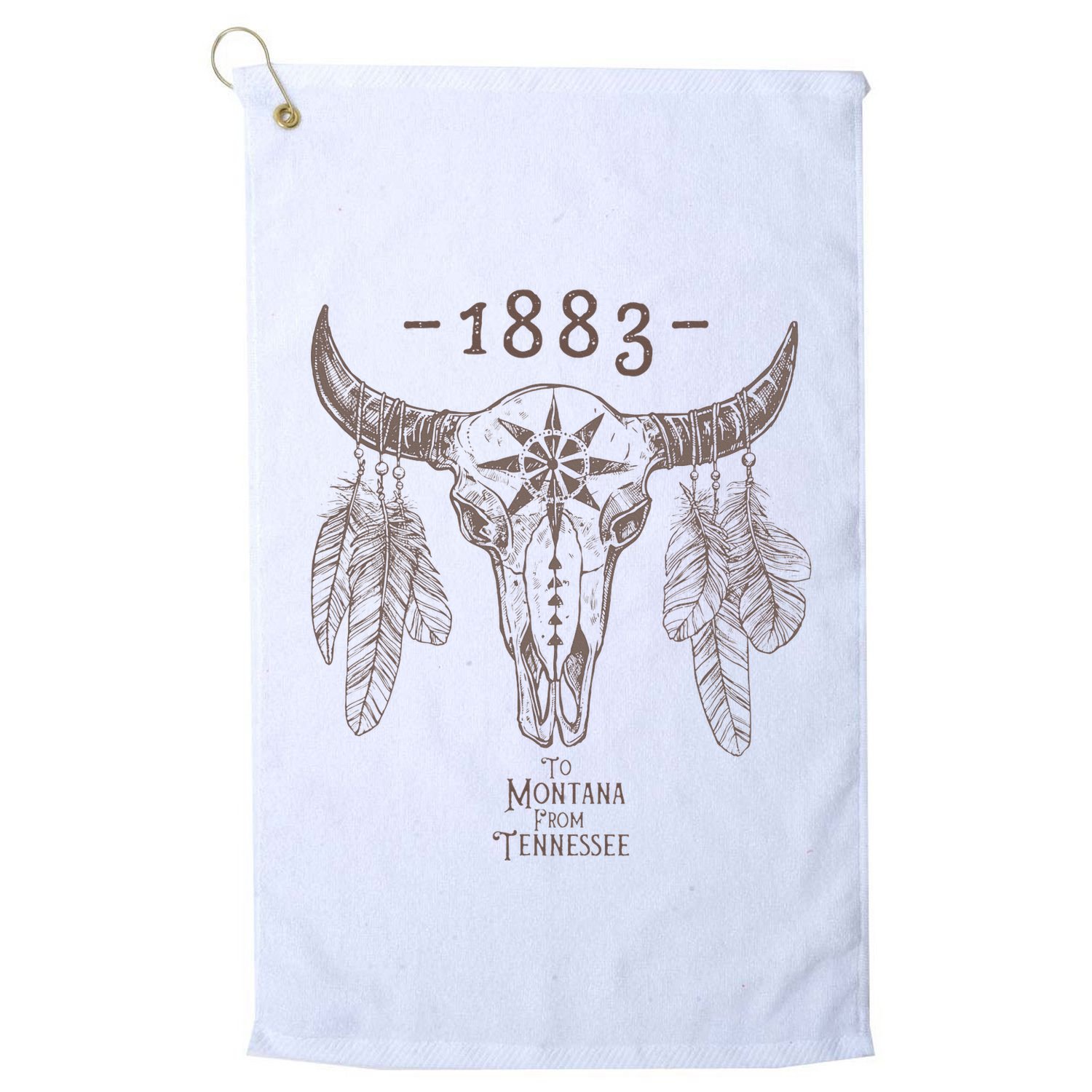 1883 Boho Cow Skull Cute Country Western Yellowstone Graphic Golf Towel