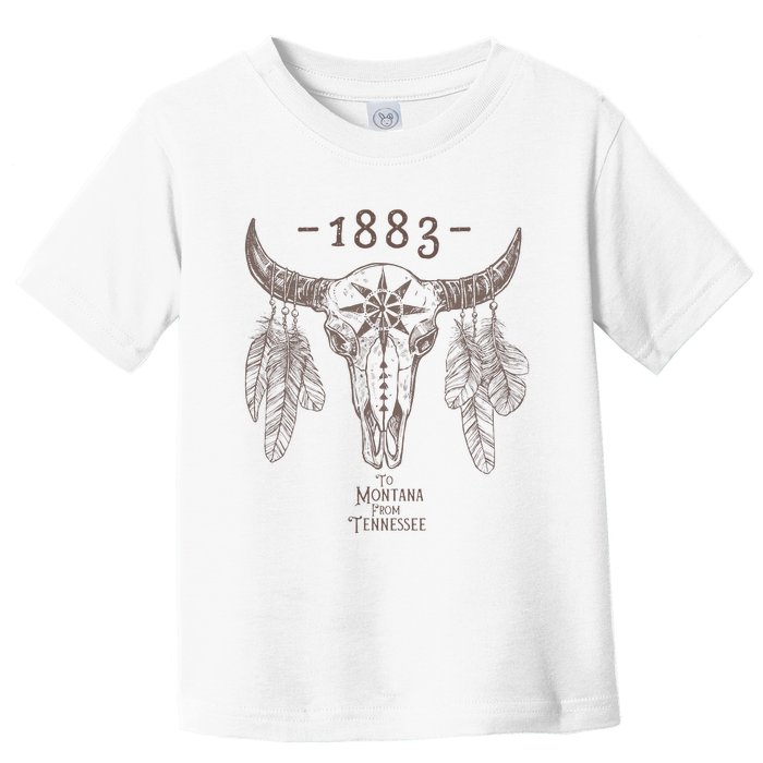 1883 Boho Cow Skull Cute Country Western Yellowstone Graphic Toddler T-Shirt