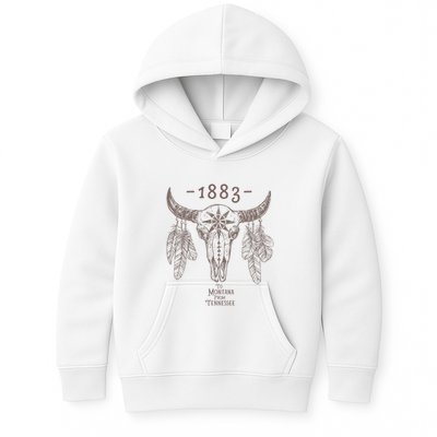 1883 Boho Cow Skull Cute Country Western Yellowstone Graphic Kids Hoodie