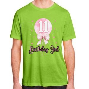 11th Birthday Coquette Pin.K Bow Balloon 11 Yrs Old Bday Adult ChromaSoft Performance T-Shirt