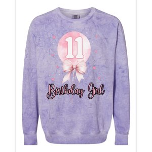 11th Birthday Coquette Pin.K Bow Balloon 11 Yrs Old Bday Colorblast Crewneck Sweatshirt