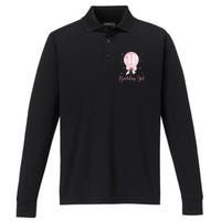 11th Birthday Coquette Pin.K Bow Balloon 11 Yrs Old Bday Performance Long Sleeve Polo