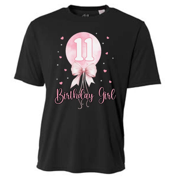 11th Birthday Coquette Pin.K Bow Balloon 11 Yrs Old Bday Cooling Performance Crew T-Shirt