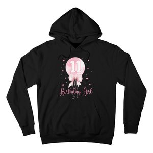 11th Birthday Coquette Pin.K Bow Balloon 11 Yrs Old Bday Hoodie