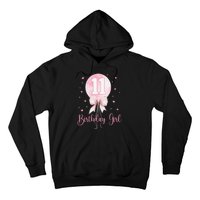 11th Birthday Coquette Pin.K Bow Balloon 11 Yrs Old Bday Hoodie