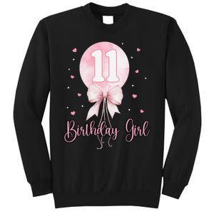 11th Birthday Coquette Pin.K Bow Balloon 11 Yrs Old Bday Sweatshirt