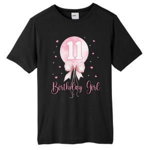 11th Birthday Coquette Pin.K Bow Balloon 11 Yrs Old Bday Tall Fusion ChromaSoft Performance T-Shirt