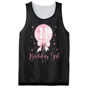 11th Birthday Coquette Pin.K Bow Balloon 11 Yrs Old Bday Mesh Reversible Basketball Jersey Tank