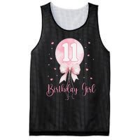 11th Birthday Coquette Pin.K Bow Balloon 11 Yrs Old Bday Mesh Reversible Basketball Jersey Tank