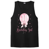 11th Birthday Coquette Pin.K Bow Balloon 11 Yrs Old Bday PosiCharge Competitor Tank