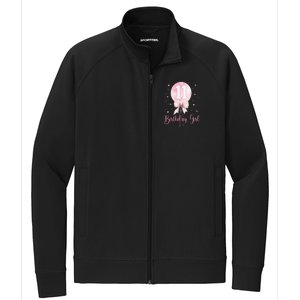 11th Birthday Coquette Pin.K Bow Balloon 11 Yrs Old Bday Stretch Full-Zip Cadet Jacket