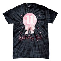 11th Birthday Coquette Pin.K Bow Balloon 11 Yrs Old Bday Tie-Dye T-Shirt