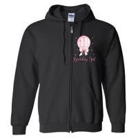 11th Birthday Coquette Pin.K Bow Balloon 11 Yrs Old Bday Full Zip Hoodie