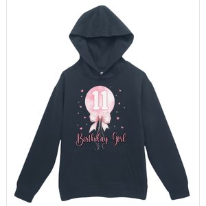 11th Birthday Coquette Pin.K Bow Balloon 11 Yrs Old Bday Urban Pullover Hoodie