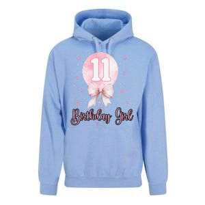 11th Birthday Coquette Pin.K Bow Balloon 11 Yrs Old Bday Unisex Surf Hoodie