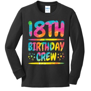 18th Birthday Crew Family, 18th Birthday Party Friends Group Kids Long Sleeve Shirt