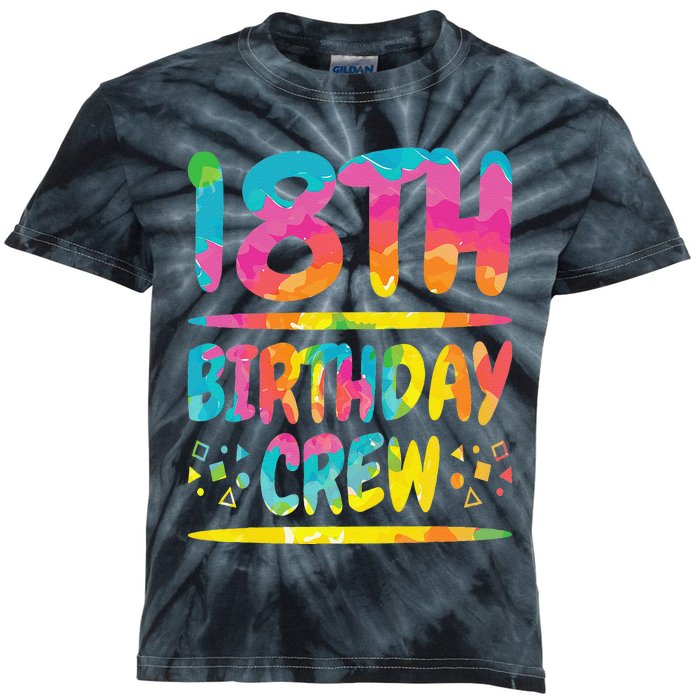 18th Birthday Crew Family, 18th Birthday Party Friends Group Kids Tie-Dye T-Shirt