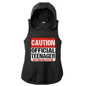 13 Birthday Caution Nager Boy 13yr 13th Birthday Ladies PosiCharge Tri-Blend Wicking Draft Hoodie Tank